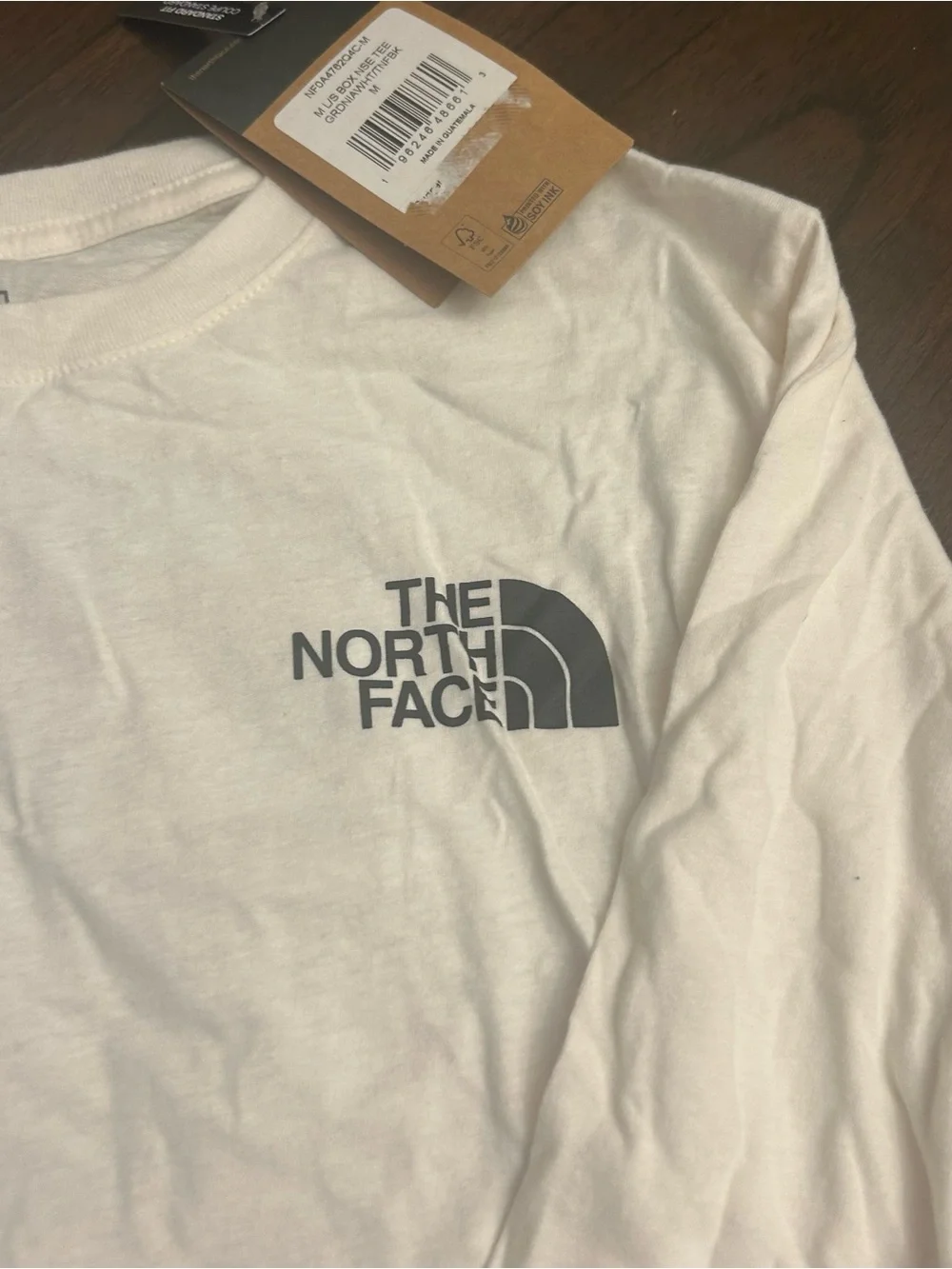 THE NORTH FACE Men's Sleeve Long Sleeve Tee, Gardenia White Black, Medium New